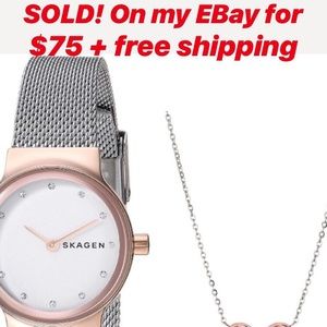 NEW! Skagen Two-Tone Steel-Mesh Watch & Necklace